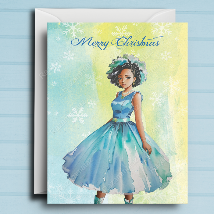 Black Girl V Christmas Card